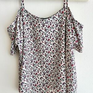 Don’t Ask Why Floral Print Cold Shoulder Flowy Women's Top, One Size